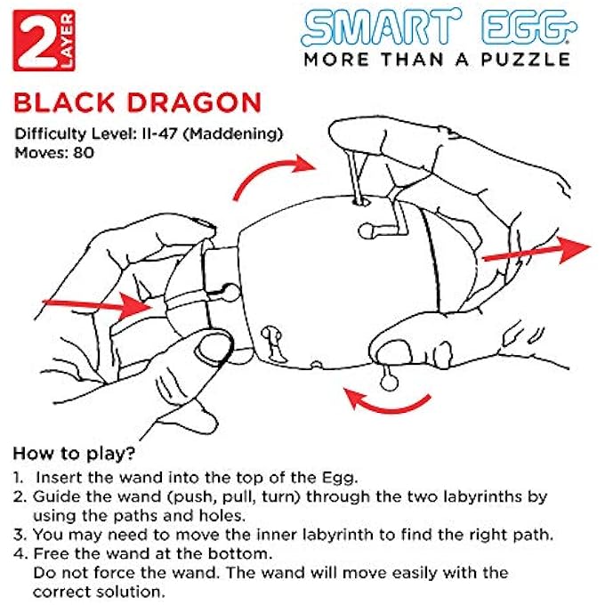 BLACK DRAGON: 3D MAZE PUZZLE, MADDENING BRAIN TEASER FOR PUZZLE LOVERS (DIFFICULT, LEVEL 3 OUT OF 3, FOR AGE 8+) - CHALLENGE AND FUN IN SOLVING THE LABYRINTH INSIDE THE EGG - Image 3